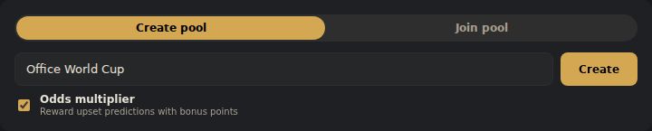 Create pool form with the pool name filled in and the odds multiplier checkbox enabled
